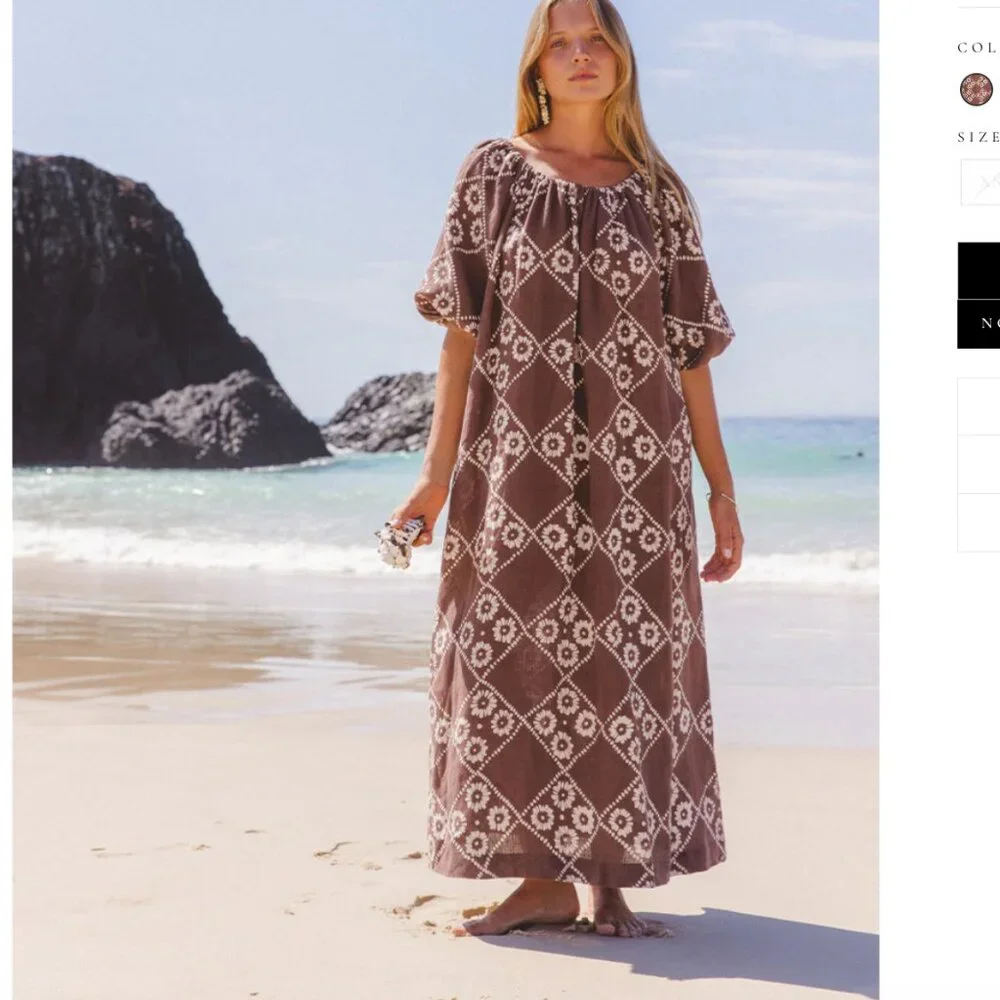 Daughters of India Dahlia Midi Dress in Maple - Picture 1 of 6